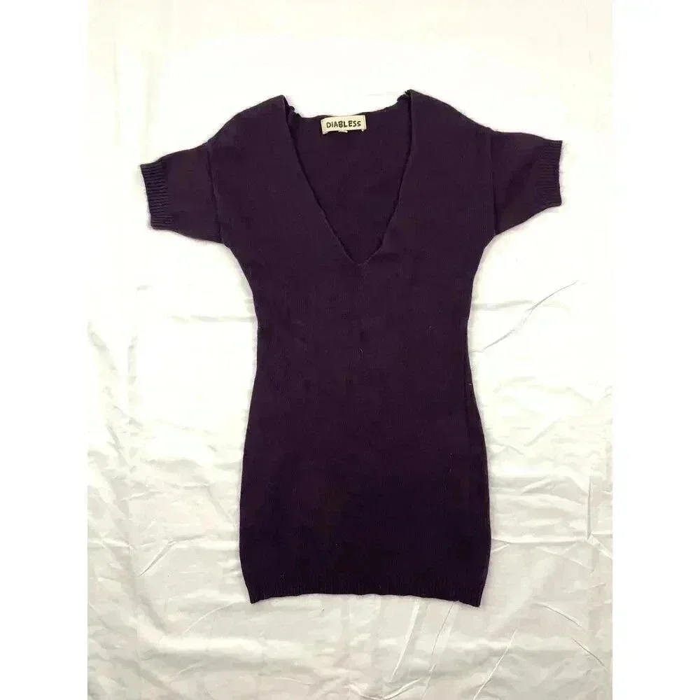Diabless‎ Plum Purple Soft Sweater Top Small Short Sleeve